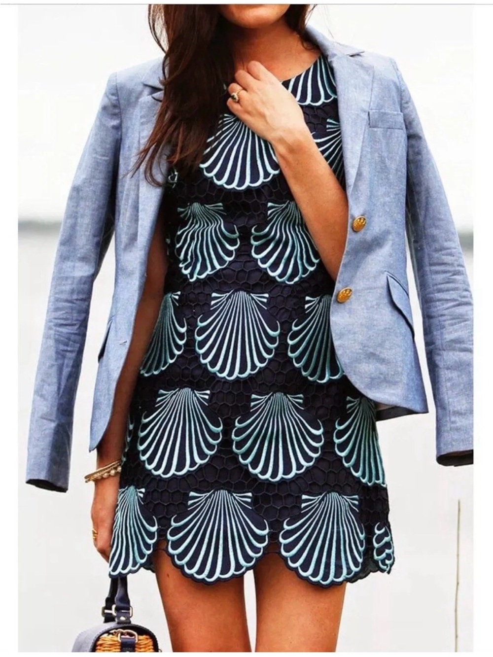 Lilly Pulitzer 100% Cotton Coastal Delia Shift Dress In Jumbo Sea Eyelet. Size 4